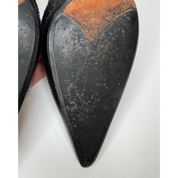 Vintage Yves Saint Laurent Size 39 8 YSL Black Leather Kitten Heels Shoes Pump - Picture 9 of 10